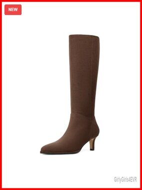 Knee High Kitten Heel Pointed Toe Boots